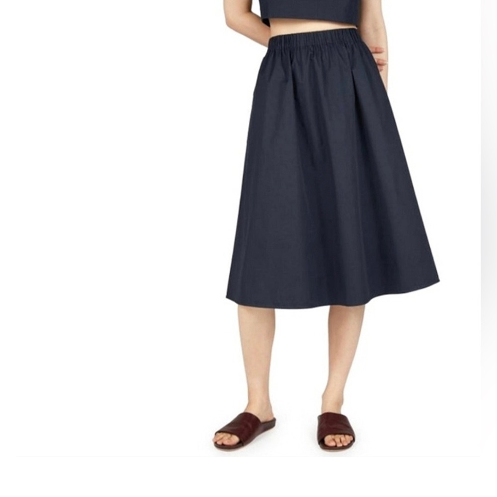 Everlane Clean Cotton A-Line Skirt navy blue, size L